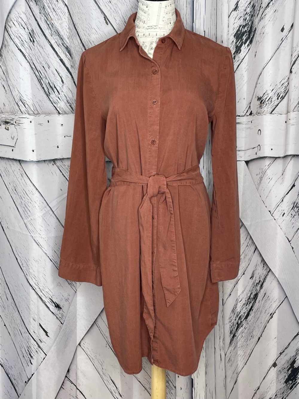 Bella Dahl Belted Shirt Dress Bell Sleeves M